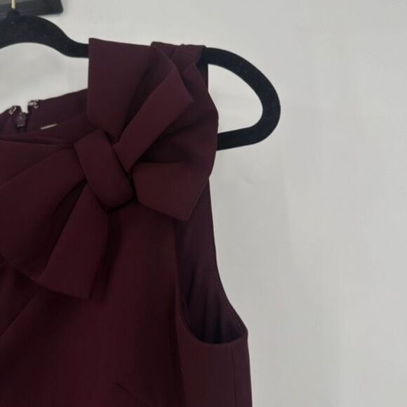 Eliza J Cocktail Sheath Dress Purple Plum Size 4‎ Asymmetrical Bow Elegant - Picture 3 of 11